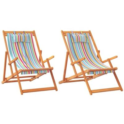 vidaXL Opvouwbare strandstoelen set van 2 veelkleurige stof vidaXL Opvouwbare strandstoelen set van 2 veelkleurige stof