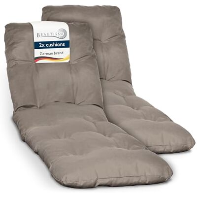 Beautissu 2 x kussen voor ligstoel, ligstoel, matras voor buiten 190 x 60 cm, 8 cm dik, taupe, comfortabel, voor tuin, terras, balkon, meubels Flair RL Beautissu 2 x kussen voor ligstoel, ligstoel, matras voor buiten 190 x 60 cm, 8 cm dik, taupe, comfortabel, voor tuin, terras, balkon, meubels Flair RL