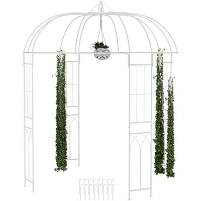 Relaxdays Tuinpaviljoen, metalen paviljoen, HWD: 269 x 211 x 211 cm, paviljoen, klimstandaard, pergola, wit, staal Relaxdays Tuinpaviljoen, metalen paviljoen, HWD: 269 x 211 x 211 cm, paviljoen, klimstandaard, pergola, wit, staal
