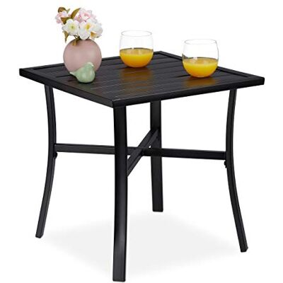Relaxdays Tuintafel, vierkant, balkon, terras, 4 personen, staal, praktisch, 46 x 46 cm (b x d), zwart Relaxdays Tuintafel, vierkant, balkon, terras, 4 personen, staal, praktisch, 46 x 46 cm (b x d), zwart