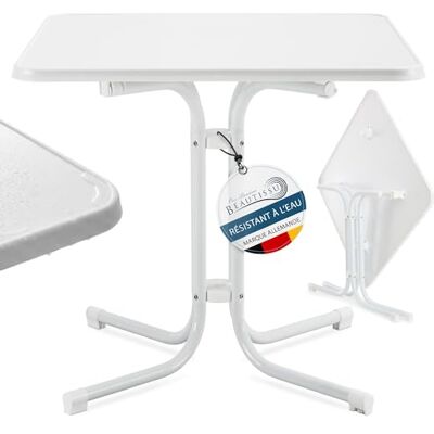 Beautissu Bistrotafel, vierkant, voor buiten, inklapbaar, stabiel staal 60 x 60 cm, wit, restaurant, bar voor balkon, tuin of terras, Parijse stijl, weerbestendig, Bistroni Beautissu Bistrotafel, vierkant, voor buiten, inklapbaar, stabiel staal 60 x 60 cm, wit, restaurant, bar voor balkon, tuin of terras, Parijse stijl, weerbestendig, Bistroni
