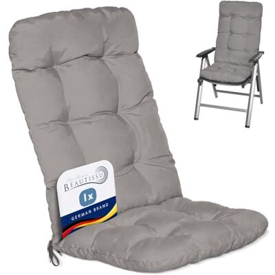 Beautissu Flair HL Kussen voor buiten, tuin, kussen voor stoel, fauteuil of ligstoel, tuin, terras of balkon, 120 x 50 x 8 cm, hoge rugleuning, lichtgrijs Beautissu Flair HL Kussen voor buiten, tuin, kussen voor stoel, fauteuil of ligstoel, tuin, terras of balkon, 120 x 50 x 8 cm, hoge rugleuning, lichtgrijs