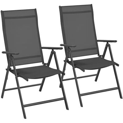 SONGMICS Tuinstoelen, inklapbaar, buitenstoelen, robuust aluminium frame, 8-voudig verstelbare rugleuning, belasting 150 kg, zwart GCB29BK SONGMICS Tuinstoelen, inklapbaar, buitenstoelen, robuust aluminium frame, 8-voudig verstelbare rugleuning, belasting 150 kg, zwart GCB29BK