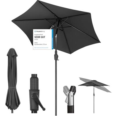 Sekey Parasol 220 cm met zwengel en automatische wip, marktparasol, voor terras, balkon en tuin, winddicht en stabiel, UPF 50+ Sekey Parasol 220 cm met zwengel en automatische wip, marktparasol, voor terras, balkon en tuin, winddicht en stabiel, UPF 50+