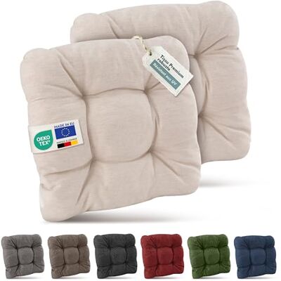 Beautissu Premium set van 2 kussens voor tuinstoel, buiten, 40 x 40 cm, natuur, 8 cm dik, zitkussen, robuust en uv-bestendig, kussen voor tuinstoel, terras, HighLux SK Beautissu Premium set van 2 kussens voor tuinstoel, buiten, 40 x 40 cm, natuur, 8 cm dik, zitkussen, robuust en uv-bestendig, kussen voor tuinstoel, terras, HighLux SK
