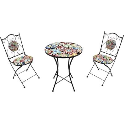 AXI Amélie Bistrotafel en stoel, 2 stoelen, 1 tafel, bistroset voor buiten, Fiesta Flower, tuinmeubelen, bistrotafel, mozaïek voor tuin/balkon/terras AXI Amélie Bistrotafel en stoel, 2 stoelen, 1 tafel, bistroset voor buiten, Fiesta Flower, tuinmeubelen, bistrotafel, mozaïek voor tuin/balkon/terras