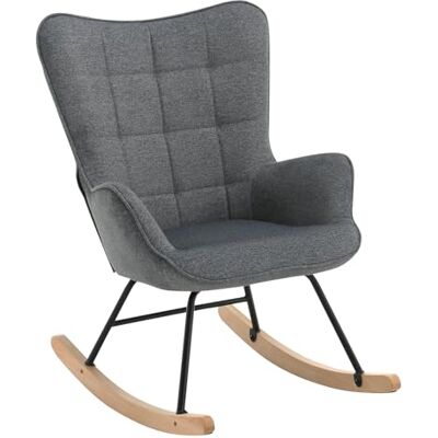 WOLTU Schommelstoel voor woonkamer, slaapkamer, balkon, relaxstoel, gevoerd, comfortabel, corduroy bekleding, donkergrijs WOLTU Schommelstoel voor woonkamer, slaapkamer, balkon, relaxstoel, gevoerd, comfortabel, corduroy bekleding, donkergrijs