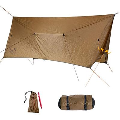 AMAZONAS Ultra-Light Adventure Wing Tarp 680 g tent vervanging met 360° bescherming tegen weersinvloeden, verpakkingsmaat 28 x 12 cm in bruin AMAZONAS Ultra-Light Adventure Wing Tarp 680 g tent vervanging met 360° bescherming tegen weersinvloeden, verpakkingsmaat 28 x 12 cm in bruin