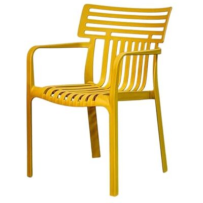KARAT Sitwell Tuinstoel met armleuningen, designstoel, stapelbaar, weerbestendig en uv-bestendig, belastbaar tot 200 kg (1, geel) KARAT Sitwell Tuinstoel met armleuningen, designstoel, stapelbaar, weerbestendig en uv-bestendig, belastbaar tot 200 kg (1, geel)