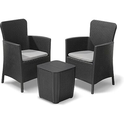 Keter ALLIBERT Balkonmeubels, 5 stuks, grafiet, woonkamer, tuinmeubelen, 5 stuks Keter ALLIBERT Balkonmeubels, 5 stuks, grafiet, woonkamer, tuinmeubelen, 5 stuks