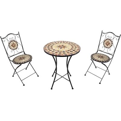 AXI Amélie Bistrotafel en stoel, 2 stoelen, 1 tafel, bistroset voor buiten, aardebruin, tuinmeubelen, bistrotafel, mozaïek voor tuin/balkon/terras AXI Amélie Bistrotafel en stoel, 2 stoelen, 1 tafel, bistroset voor buiten, aardebruin, tuinmeubelen, bistrotafel, mozaïek voor tuin/balkon/terras