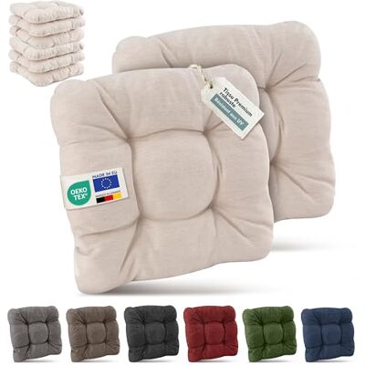 Beautissu Premium set van 8 kussens voor tuinstoel, buiten, 40 x 40 cm, natuur, 8 cm dik, zitkussen, robuust en uv-bestendig, kussen voor tuinstoel, terras, HighLux SK Beautissu Premium set van 8 kussens voor tuinstoel, buiten, 40 x 40 cm, natuur, 8 cm dik, zitkussen, robuust en uv-bestendig, kussen voor tuinstoel, terras, HighLux SK