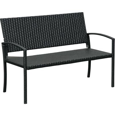Outsunny Tuinbank, 2-zits, stijl Cosy Chic, polyrotan, 4 draden, polyrotan, zwart Outsunny Tuinbank, 2-zits, stijl Cosy Chic, polyrotan, 4 draden, polyrotan, zwart