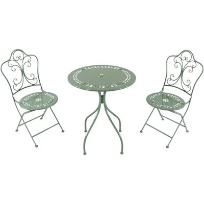 AXI Marilou Bistrotafel en stoel, 2 stoelen, 1 tafel, bistroset voor buiten, pastelgroen, romantische stijl, bistrotafel, bistrotafel voor tuin/balkon/terras AXI Marilou Bistrotafel en stoel, 2 stoelen, 1 tafel, bistroset voor buiten, pastelgroen, romantische stijl, bistrotafel, bistrotafel voor tuin/balkon/terras