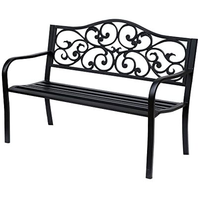 Outsunny Tuinbank, 3-zits, terras, Cosy Chic, 127 x 60 x 85 cm, metaal, epoxy, corrosiebestendig, zwart Outsunny Tuinbank, 3-zits, terras, Cosy Chic, 127 x 60 x 85 cm, metaal, epoxy, corrosiebestendig, zwart