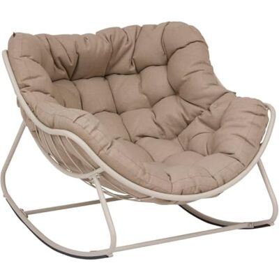 HESPERIDE Hespéride Paopao schommelstoel, klei en beige, epoxystaal, roestvrij, gewatteerd kussen, voor buiten, tuin, terras, 96 x 109 x 83 cm HESPERIDE Hespéride Paopao schommelstoel, klei en beige, epoxystaal, roestvrij, gewatteerd kussen, voor buiten, tuin, terras, 96 x 109 x 83 cm