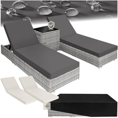tectake 2 ligstoelen van aluminium en tafel lichtgrijs tectake 2 ligstoelen van aluminium en tafel lichtgrijs