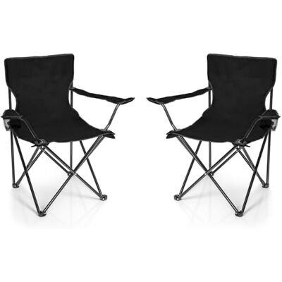 BigDean Campingstoel, klapstoel, 2 stuks, zwart, met bekerhouder en draagtas, opvouwbare visstoel, tuinstoel, opvouwbare relaxstoel BigDean Campingstoel, klapstoel, 2 stuks, zwart, met bekerhouder en draagtas, opvouwbare visstoel, tuinstoel, opvouwbare relaxstoel