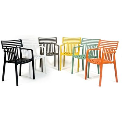 Floordirekt Terrano Tuinstoel met armleuningen, designstoel, stapelbaar, wit, weerbestendig, uv-bestendig, belastbaar tot 200 kg, voor balkon, terras en tuin Floordirekt Terrano Tuinstoel met armleuningen, designstoel, stapelbaar, wit, weerbestendig, uv-bestendig, belastbaar tot 200 kg, voor balkon, terras en tuin