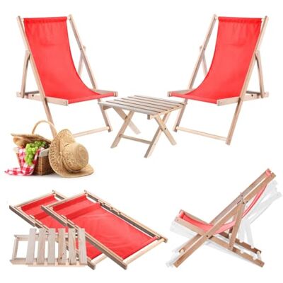 KADAX Klaptafel met 2 ligstoelen, kleine tuintafel van hout, bijzettafel voor balkon en tuin, kleine inklapbare salontafel (rood) KADAX Klaptafel met 2 ligstoelen, kleine tuintafel van hout, bijzettafel voor balkon en tuin, kleine inklapbare salontafel (rood)