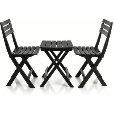 BigDean 2 tuinstoelen en 1 tuintafel, inklapbaar, antraciet, weerbestendig BigDean 2 tuinstoelen en 1 tuintafel, inklapbaar, antraciet, weerbestendig