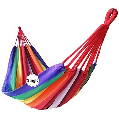 GOCAN Hangmat voor kinderen, hangmatten, schommels en accessoires, canvas, 200 x 100 cm, totale lengte 310 cm, belasting 200 kg, hangmat, tuin, buiten, voor binnentuin, hangmat, hangmat, canvas, blauw GOCAN Hangmat voor kinderen, hangmatten, schommels en accessoires, canvas, 200 x 100 cm, totale lengte 310 cm, belasting 200 kg, hangmat, tuin, buiten, voor binnentuin, hangmat, hangmat, canvas, blauw