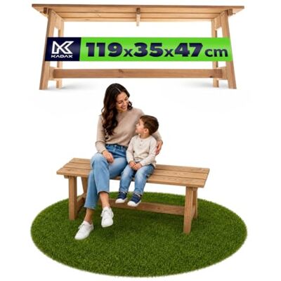 KADAX Houten tuinbank, 2-zits, zonder armleuningen en rugleuning, parkbank, buitenbank voor balkon, tuin, terras (gouden eiken) KADAX Houten tuinbank, 2-zits, zonder armleuningen en rugleuning, parkbank, buitenbank voor balkon, tuin, terras (gouden eiken)