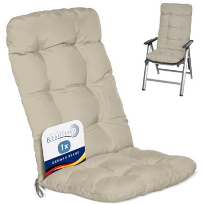 Beautissu Flair HL Kussen voor buiten, tuin, kussen voor stoel, fauteuil of ligstoel, tuin, terras of balkon, 120 x 50 x 8 cm, hoge rugleuning, naturel Beautissu Flair HL Kussen voor buiten, tuin, kussen voor stoel, fauteuil of ligstoel, tuin, terras of balkon, 120 x 50 x 8 cm, hoge rugleuning, naturel