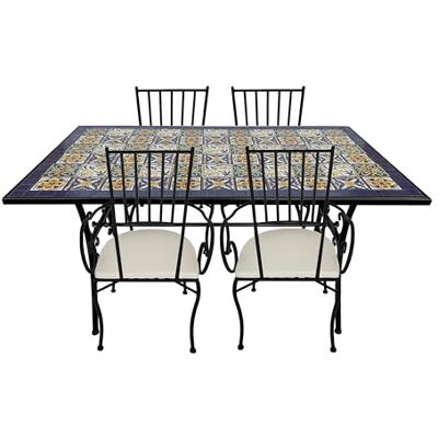 AXI Leonie Bistrotafel en stoel, 4 stoelen, 1 tafel, bistroset voor buiten, mediterraan blauw mozaïek – tuinmeubelen, bistrotafel voor tuin/balkon/terras AXI Leonie Bistrotafel en stoel, 4 stoelen, 1 tafel, bistroset voor buiten, mediterraan blauw mozaïek – tuinmeubelen, bistrotafel voor tuin/balkon/terras