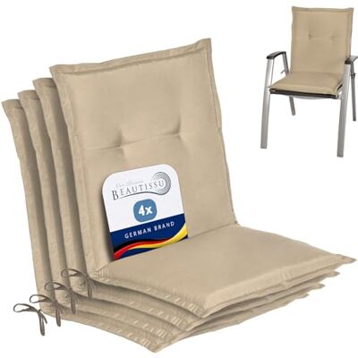 Beautissu Tuinkussen voor stoel, lage rugleuning, voor buiten, dik Beautissu Tuinkussen voor stoel, lage rugleuning, voor buiten, dik
