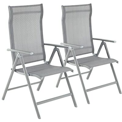 SONGMICS Set van 2 opvouwbare tuinstoelen, buitenstoelen, robuust aluminium frame, rugleuning in 8 standen, draagvermogen 120 kg, grijs GCB29GY SONGMICS Set van 2 opvouwbare tuinstoelen, buitenstoelen, robuust aluminium frame, rugleuning in 8 standen, draagvermogen 120 kg, grijs GCB29GY