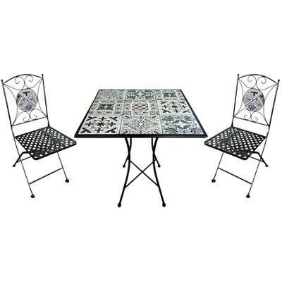 AXI Camilla Bistrotafel en stoel, 2 stoelen, 1 tafel, bistroset voor buiten, mozaïek, lichtblauw, tuinmeubelen, bistrotafel voor tuin/balkon/terras AXI Camilla Bistrotafel en stoel, 2 stoelen, 1 tafel, bistroset voor buiten, mozaïek, lichtblauw, tuinmeubelen, bistrotafel voor tuin/balkon/terras