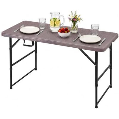 Floordirekt Tuintafel, inklapbaar, kunststof, 120 x 60 cm, buffettafel met draaggreep, klaptafel voor tuin, terras, balkon, campingtafel voor 6 personen (Saga) Floordirekt Tuintafel, inklapbaar, kunststof, 120 x 60 cm, buffettafel met draaggreep, klaptafel voor tuin, terras, balkon, campingtafel voor 6 personen (Saga)