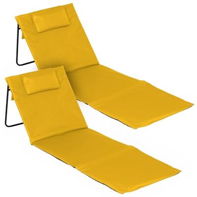 Spetebo Set van 2 opvouwbare strandmatten, geel, 145 x 48 cm Spetebo Set van 2 opvouwbare strandmatten, geel, 145 x 48 cm