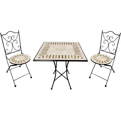 AXI Camilla Bistrotafel en stoel, 2 stoelen, 1 tafel, bistroset voor buiten, mozaïek, beige, Toscaanse mozaïek, bistrotafel voor tuin/balkon/terras AXI Camilla Bistrotafel en stoel, 2 stoelen, 1 tafel, bistroset voor buiten, mozaïek, beige, Toscaanse mozaïek, bistrotafel voor tuin/balkon/terras
