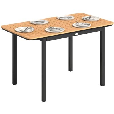 Outsunny Tuintafel voor 6 personen, van composiethout, 127 x 70 cm, bruin Rechthoekige buitentafel, metalen frame, lattenplaat, terrasmeubilair, voor balkon en patio Outsunny Tuintafel voor 6 personen, van composiethout, 127 x 70 cm, bruin Rechthoekige buitentafel, metalen frame, lattenplaat, terrasmeubilair, voor balkon en patio