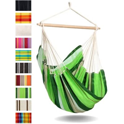 AMAZONAS XL Brasil Hangstoel Frameloze hangstoel met grote zitting, handgemaakt in Brazilië draagkracht 150 kg, zitting 1,6 m x 1,3 m, staaflengte 1,1 m kleur AMAZONAS XL Brasil Hangstoel Frameloze hangstoel met grote zitting, handgemaakt in Brazilië draagkracht 150 kg, zitting 1,6 m x 1,3 m, staaflengte 1,1 m kleur