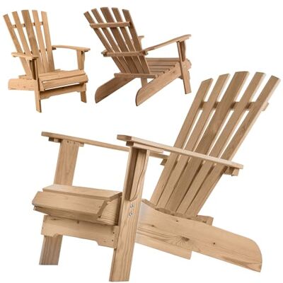 KADAX Adirondack Houten tuinstoel met hoge rugleuning en armleuningen, relaxstoel, houten tuinstoel voor buiten, donker KADAX Adirondack Houten tuinstoel met hoge rugleuning en armleuningen, relaxstoel, houten tuinstoel voor buiten, donker
