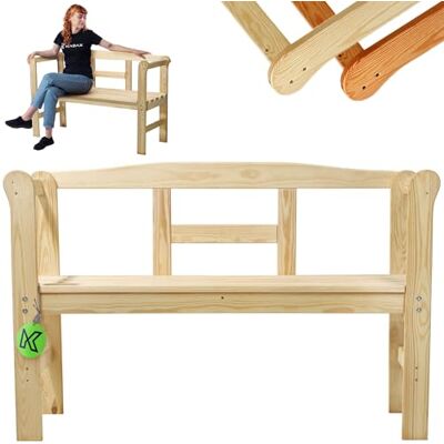 KADAX Tuinbank van massief hout, 119 x 44 x 76 cm, voor tuin, terras en balkon, weerbestendig, met rugleuning, 119 cm, naturel KADAX Tuinbank van massief hout, 119 x 44 x 76 cm, voor tuin, terras en balkon, weerbestendig, met rugleuning, 119 cm, naturel