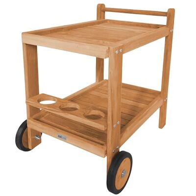 AXI Miri Serveerwagen van teakhout met 2 planken en flessenhouders, keukenwagen met wielen voor tuin, balkon, terras, voor buiten/binnen, 70 x 48 x 70 cm AXI Miri Serveerwagen van teakhout met 2 planken en flessenhouders, keukenwagen met wielen voor tuin, balkon, terras, voor buiten/binnen, 70 x 48 x 70 cm