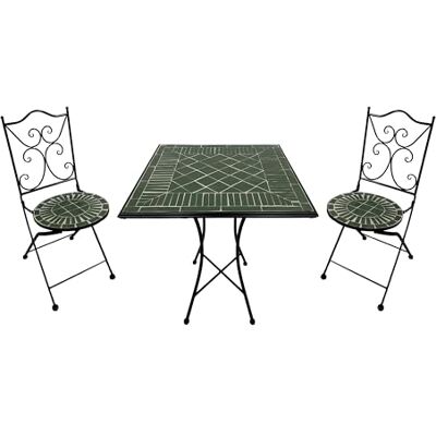 AXI Camilla Bistrotafel en stoel, 2 stoelen, 1 tafel, bistroset voor buiten, mozaïek, donkergroen, tuinmeubelen, bistrotafel voor tuin/balkon/terras AXI Camilla Bistrotafel en stoel, 2 stoelen, 1 tafel, bistroset voor buiten, mozaïek, donkergroen, tuinmeubelen, bistrotafel voor tuin/balkon/terras