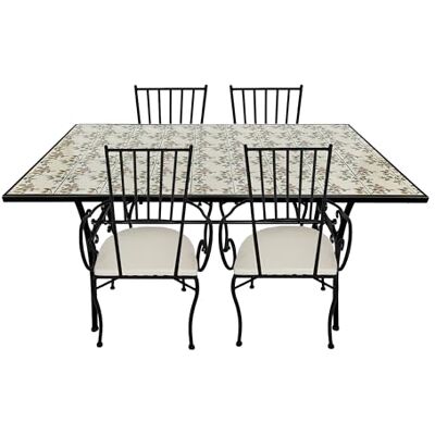 AXI Leonie Bistrotafel en stoel, 4 stoelen, 1 tafel, bistroset voor buiten, mediterraan blauw mozaïek – tuinmeubelen, bistrotafel voor tuin/balkon/terras AXI Leonie Bistrotafel en stoel, 4 stoelen, 1 tafel, bistroset voor buiten, mediterraan blauw mozaïek – tuinmeubelen, bistrotafel voor tuin/balkon/terras
