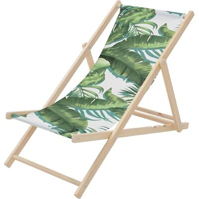 ECD Germany Chileense opvouwbare ligstoel van grenenhout, tropisch patroon, groen-wit, verstelbare rugleuning, 3 ligposities, tot 120 kg, zonnebad van Oxford-stof, strand, tuin, terras ECD Germany Chileense opvouwbare ligstoel van grenenhout, tropisch patroon, groen-wit, verstelbare rugleuning, 3 ligposities, tot 120 kg, zonnebad van Oxford-stof, strand, tuin, terras