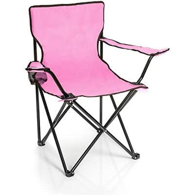 BigDean Campingstoel, opvouwbare campingstoel, roze, met bekerhouder en draagtas, opvouwbare tuinstoel, opvouwbare tuinstoel, opvouwbare relaxstoel BigDean Campingstoel, opvouwbare campingstoel, roze, met bekerhouder en draagtas, opvouwbare tuinstoel, opvouwbare tuinstoel, opvouwbare relaxstoel