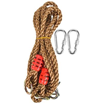 DAUERHAFT 2 stuks schommel verlengsnoeren, 3 knopen, 6 strengen, PE + metaal, multifunctioneel, draagbaar, tuin, buiten, kinderen, schommel, hangmat, verlengtouw met verbindingsgesp DAUERHAFT 2 stuks schommel verlengsnoeren, 3 knopen, 6 strengen, PE + metaal, multifunctioneel, draagbaar, tuin, buiten, kinderen, schommel, hangmat, verlengtouw met verbindingsgesp