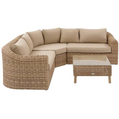 HESPERIDE Hespéride Hoeklounge Moorea Savana – 5-zits – aluminium behandeld met epoxy anti-roest staal olefine – buitenmeubels voor terras HESPERIDE Hespéride Hoeklounge Moorea Savana – 5-zits – aluminium behandeld met epoxy anti-roest staal olefine – buitenmeubels voor terras