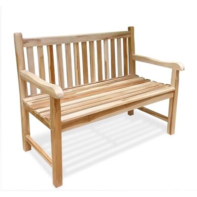 Spetebo Tuinbank, 2-zits, teakhouten bank met armleuningen, draagvermogen 250 kg 120 cm, houten bank voor 2 personen, massief houten bank, balkon, terras Spetebo Tuinbank, 2-zits, teakhouten bank met armleuningen, draagvermogen 250 kg 120 cm, houten bank voor 2 personen, massief houten bank, balkon, terras