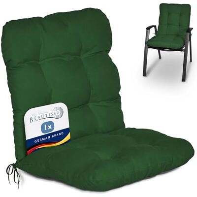 Beautissu Flair NL Kussen voor buiten, tuin, kussen voor stoel, fauteuil of ligstoel, tuin, terras of balkon, 100 x 50 x 8 cm, rugleuning standaard, donkergroen Beautissu Flair NL Kussen voor buiten, tuin, kussen voor stoel, fauteuil of ligstoel, tuin, terras of balkon, 100 x 50 x 8 cm, rugleuning standaard, donkergroen