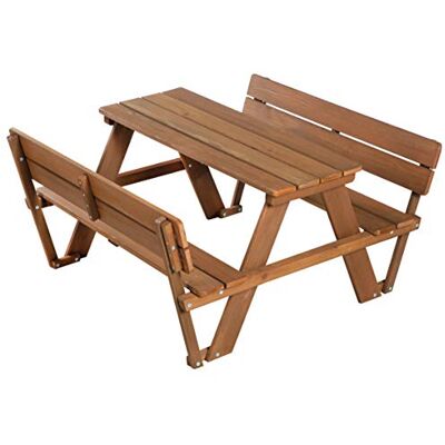 roba Picknicktafel voor kinderen, outdoor, met rugleuning, massief hout, buitentafel, 4-zits, bruin roba Picknicktafel voor kinderen, outdoor, met rugleuning, massief hout, buitentafel, 4-zits, bruin