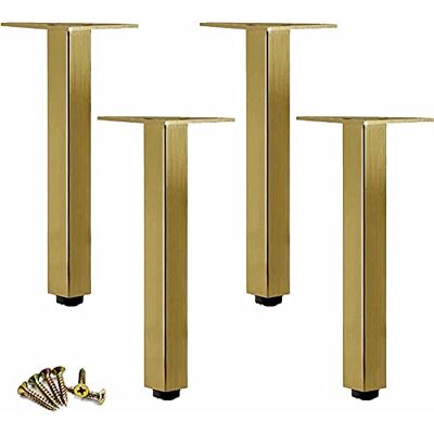 AGHXYSQ Lot de 4 pieds de table carrés réglables en hauteur en alliage d'aluminium pour canapé, chaise, ottoman, salle de bain, placard, commode, lit avec vis (35 cm) AGHXYSQ Lot de 4 pieds de table carrés réglables en hauteur en alliage d'aluminium pour canapé, chaise, ottoman, salle de bain, placard, commode, lit avec vis (35 cm)